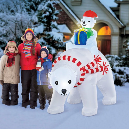 The Holiday Aisle® Animated Christmas Polar Bears Yard Inflatable Wayfair